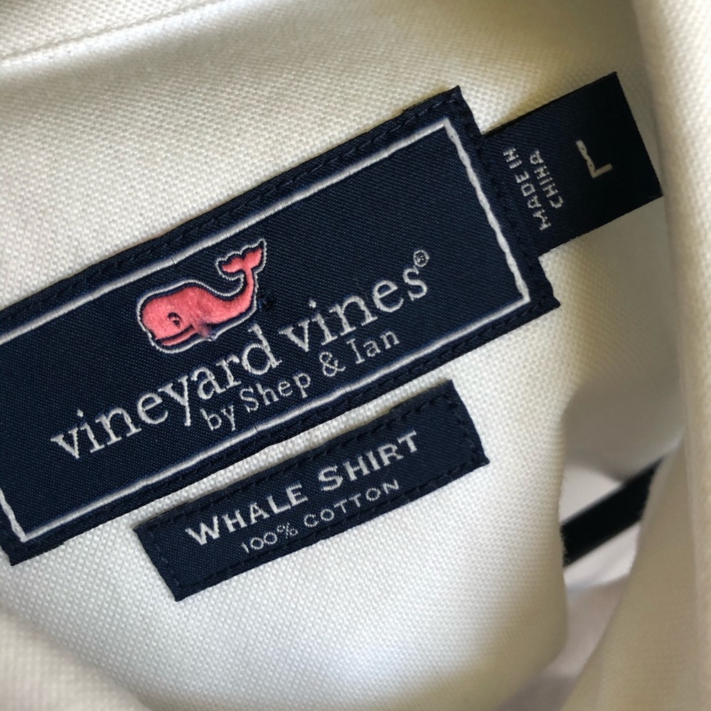 Vineyard Vines white button up whale shirt
